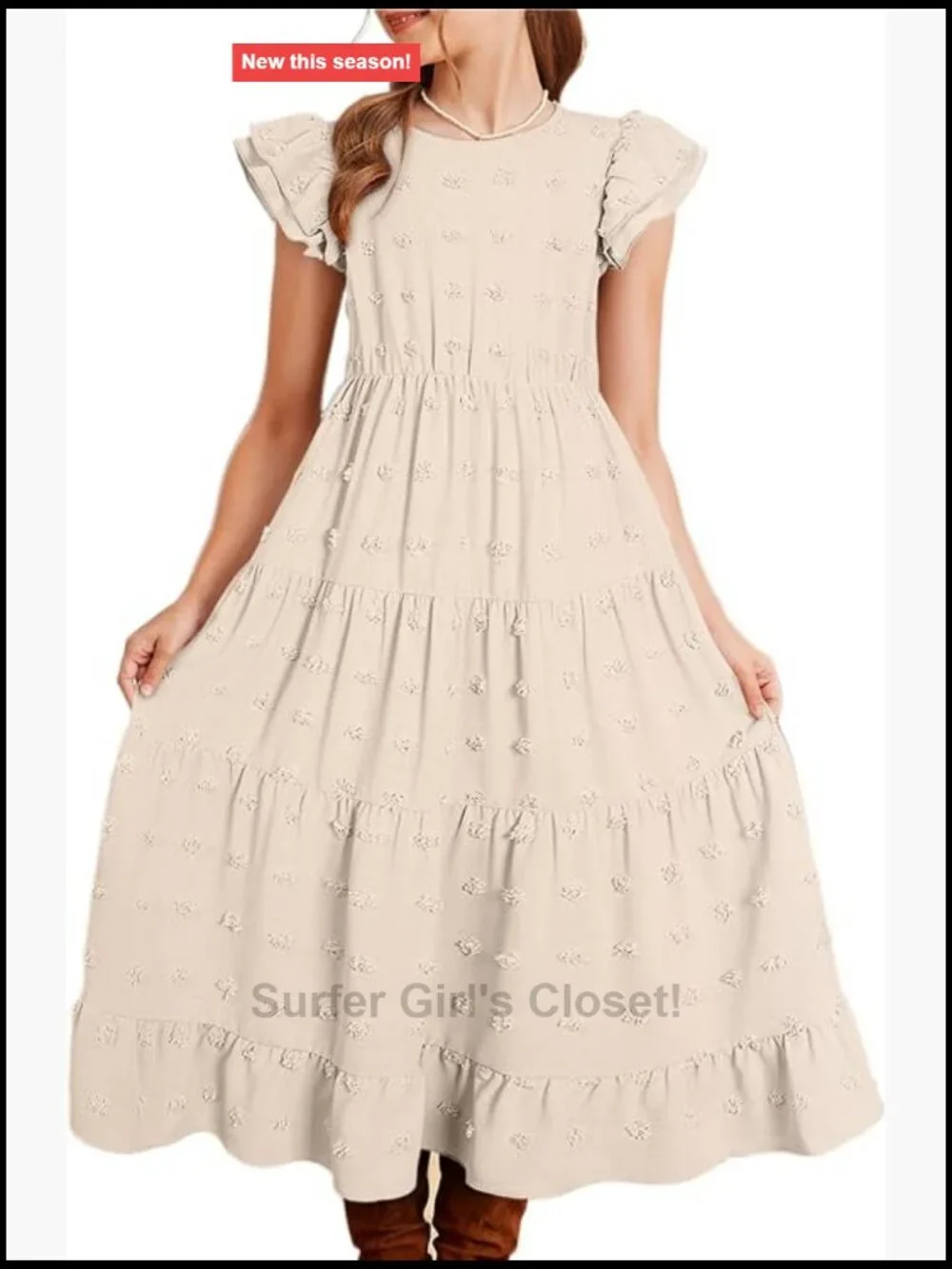 Girls Polka Dot Maxi Dress with Pockets Short Sleeve Summer